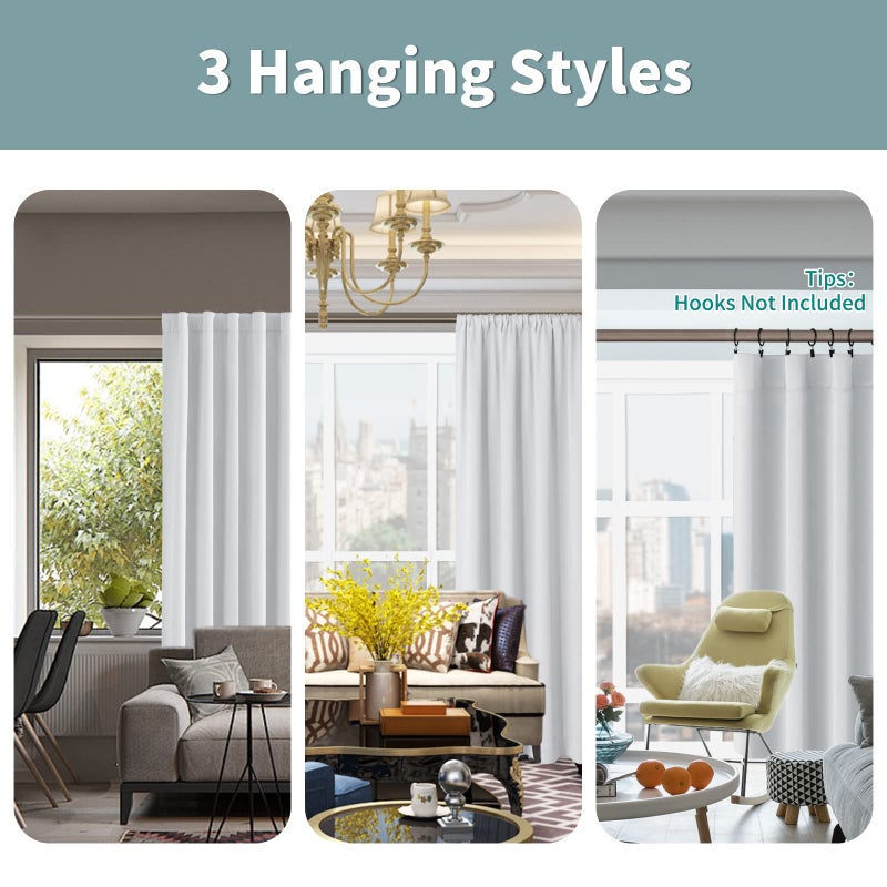 BGment Greyish White 100% Blackout Curtains for Bedroom  78 Inch Black Out Living Room Panels with Thermal Liner  Rod Pocket and Back Tab Double Layer Room Darkening Drapes  2 Panels  52 x 78 Inch - Image 3