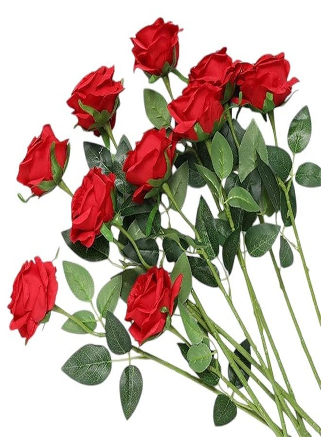 DN Enterprises Artificial Beautiful Single Velvet Rose Stick (1Pc, Red Rose) for Valentine Decor | Artificial Roses for Living Room Corner Table Top Bedroom Wedding Gift - Image 1