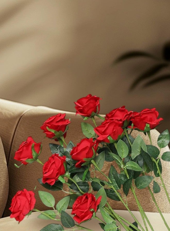 DN Enterprises Artificial Beautiful Single Velvet Rose Stick (1Pc, Red Rose) for Valentine Decor | Artificial Roses for Living Room Corner Table Top Bedroom Wedding Gift - Image 3