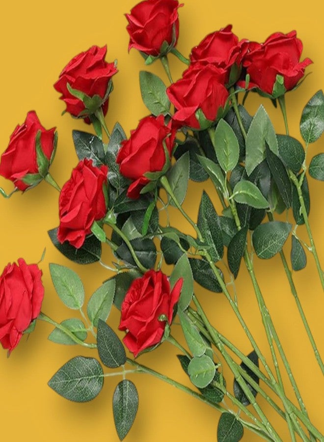 DN Enterprises Artificial Beautiful Single Velvet Rose Stick (1Pc, Red Rose) for Valentine Decor | Artificial Roses for Living Room Corner Table Top Bedroom Wedding Gift - Image 4