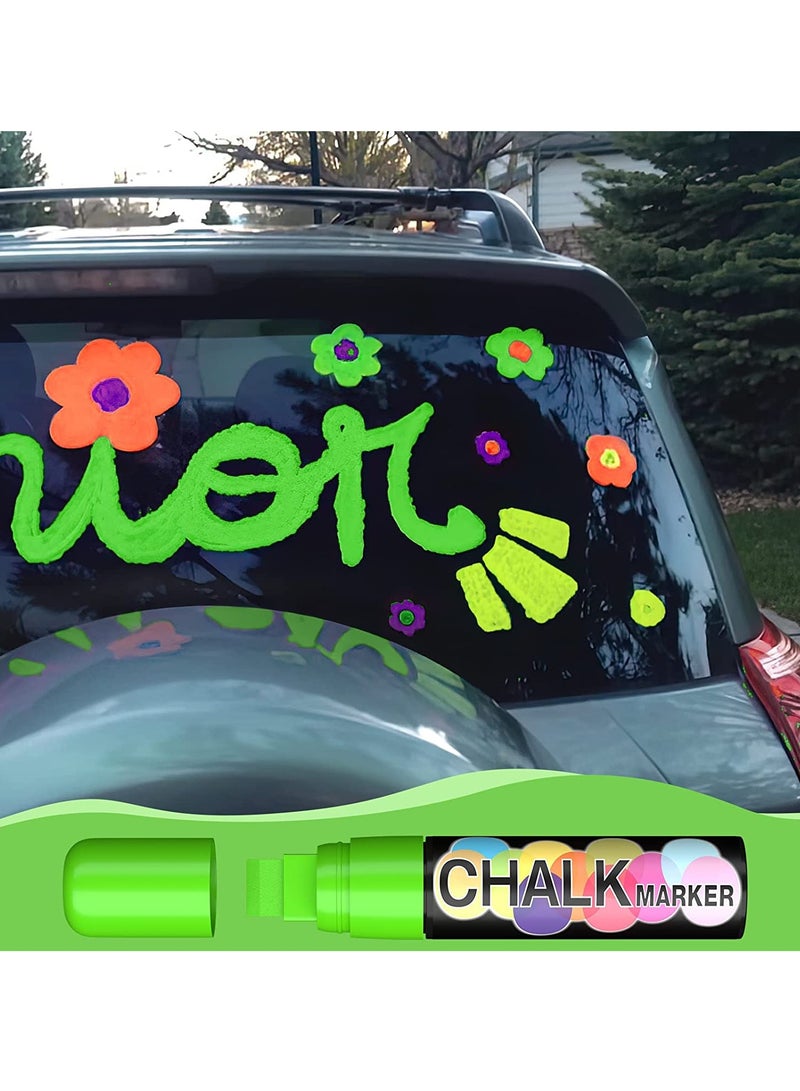 Jumbo Chalk Window Markers for Cars Glass Washable - 8 Colors Liquid Chalk Markers Pen With 15mm Wide Tips, Chalkboard Markers, Window Paint Markers For Car Decoration, Auto Glass, Poster, Business - Image 5