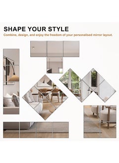 Generic Glass Full Length Wall Mirror Tiles 22Cm 12Pcs, Frameless Full Body Mirror For Home Gym, Bedroom, Living Room Versatile Wall Mirror With Unrivaled Clarity  - Image 5
