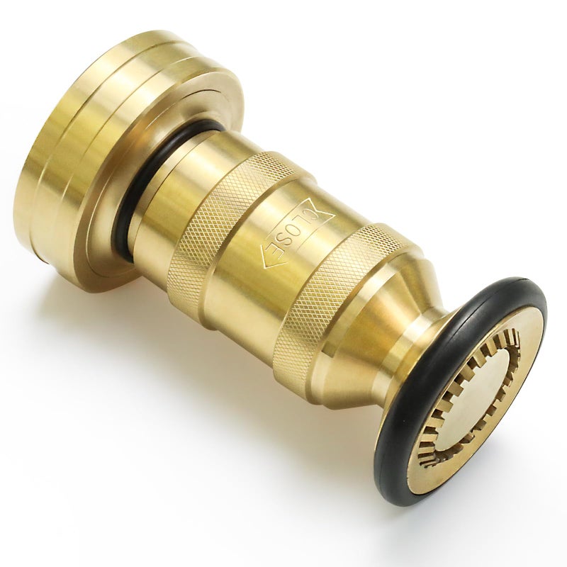 NOVINO Fire Hose Nozzle 2 NPSHNPT Brass Fire Equipment Spray Jet Fog100 psi 75 gpm Heavy Duty Industrial Fog Nozzle