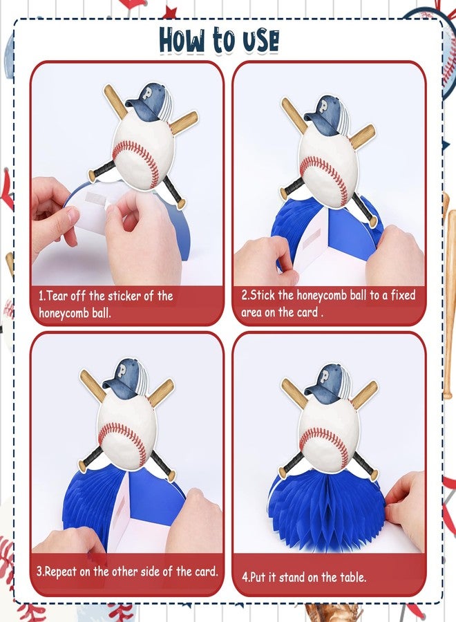 Balterever Baseball Baby Shower Decorations 8PCS a Little Slugger is On the Way Honeycomb Centerpieces Baseball Baby Shower Table Decorations for Sports Theme Baby Shower Party Supplies - Image 5