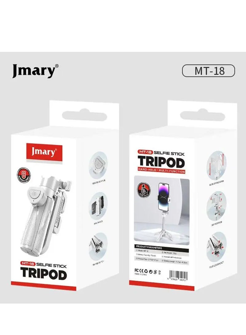 جيه ماري عصا سيلفي صغيرة مع جهاز تحكم عن بعد يعمل بالبلوتوث، حامل ثلاثي محمول 3 في 1، حامل هاتف يدور 360 درجة، مقبض خفيف الوزن قابل للطي، قابلة لإعادة الشحن من النوع C، مثالية للسفر والتدوين بالفيديو والبث المباشر - Image 4