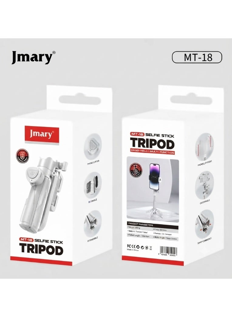 Jmary Mini Selfie Stick with Bluetooth Remote, 3 in 1 Portable Tripod, 360° Rotatable Phone Holder, Foldable Lightweight Handle, Type-C Rechargeable, Ideal for Travel, Vlogging & Live Streaming - Image 5