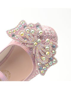 Generic New style girls' small high-heeled leather shoes with sequined uppers and bowknot princess shoes for stage performances  - Image 4