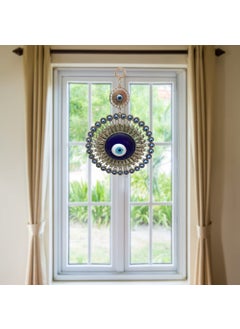 RIPE INDIA RIPE INDIA Chakra Nazar Battu Evil Eye Hanging for Home Entrance for Car Decoration Big Size Blue Silver  - Image 2