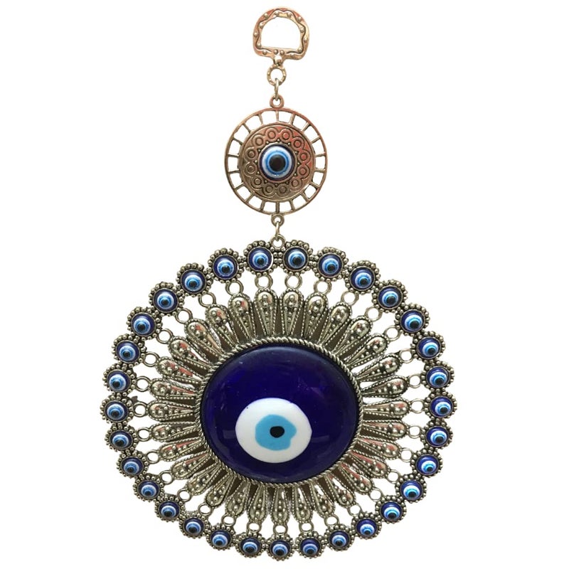 RIPE INDIA RIPE INDIA Chakra Nazar Battu Evil Eye Hanging for Home Entrance for Car Decoration Big Size Blue Silver - Image 5