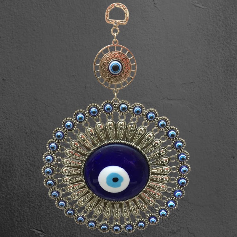 RIPE INDIA RIPE INDIA Chakra Nazar Battu Evil Eye Hanging for Home Entrance for Car Decoration Big Size Blue Silver - Image 4