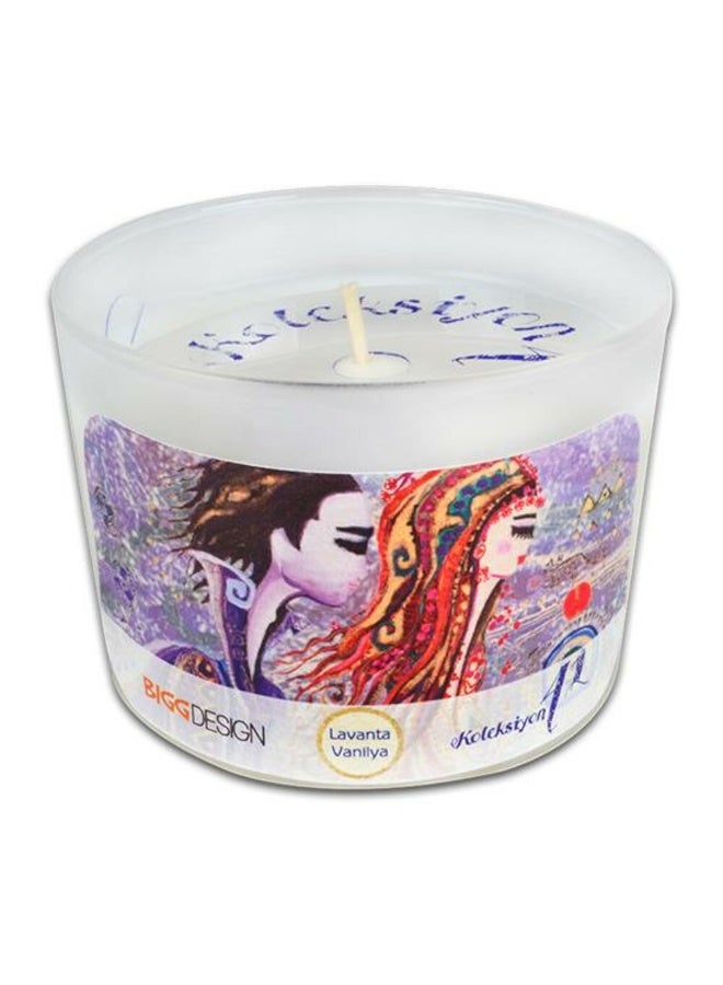 Biggdesign Lavender and Vanilla Scented Love Candle, Decorative Glass Candle Holder, Metal Cover, Small-size  - Image 1