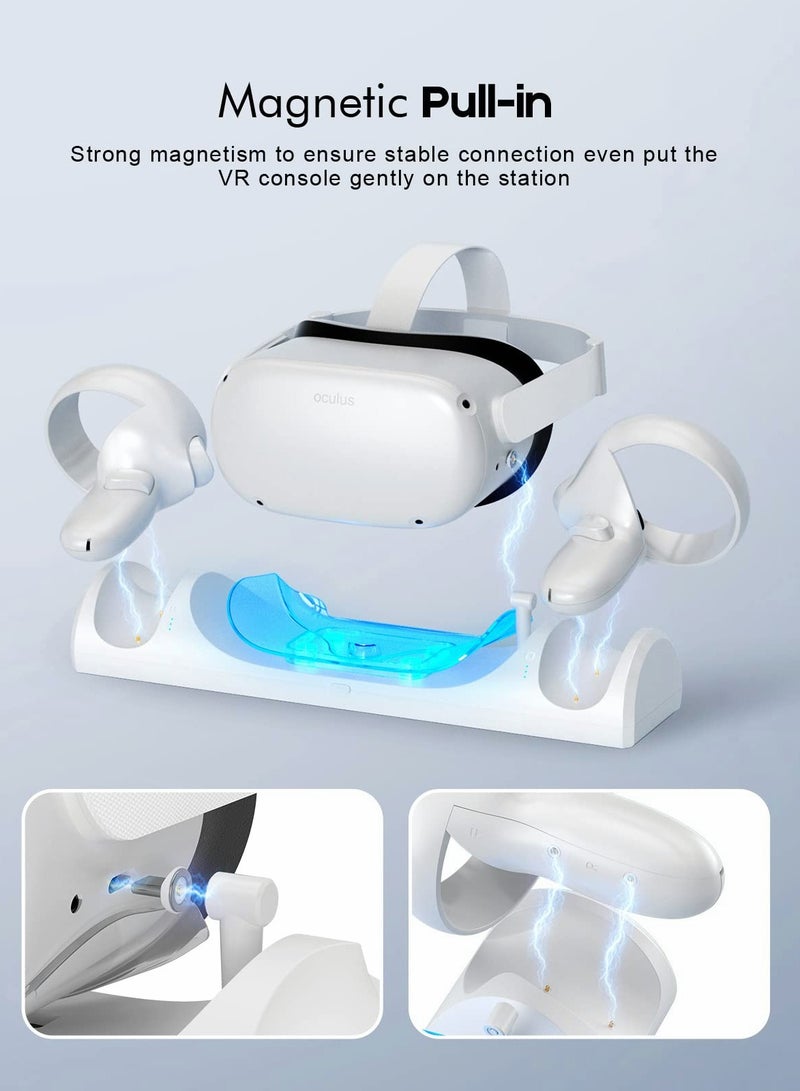 SOLARAE Charging Dock for Oculus Quest 2 / Meta Quest 2 with LED Light, Magnetic Charging Station for VR Headset and Touch Controllers, with 2 Rechargeable Batteries/Type-C Charger Cable - Image 2