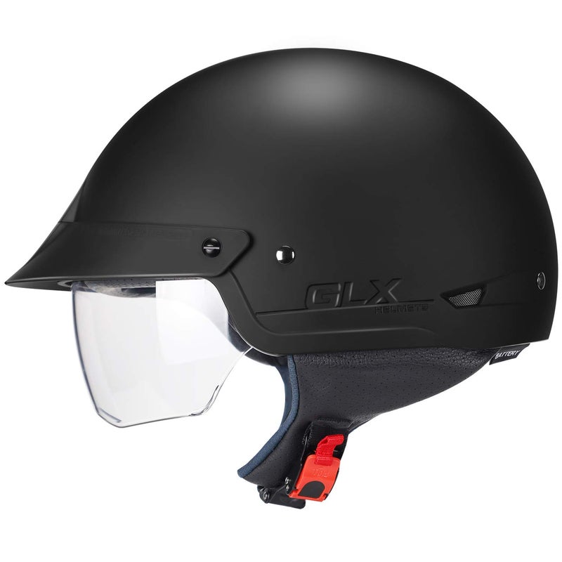 GLX M14 Open Face Motorcycle Helmet - Matte Black, Small - DOT Approved - Image 5