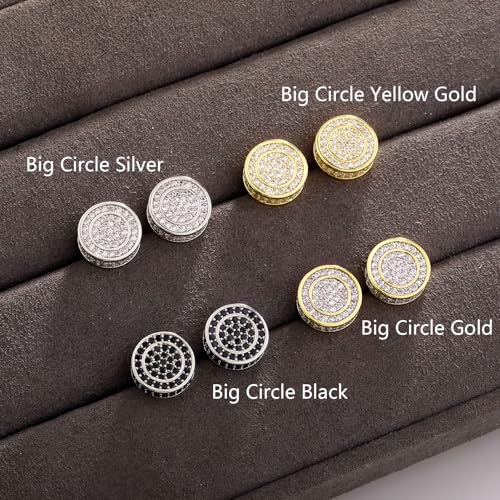 TOPGRILLZ 925 Sterling Silver Iced out CZ Premium Diamond Cluster Zirconia Round Screw Back Stud Earrings for Men and Women Hip Hop Jewelry (Silver Big Circle) - Image 5