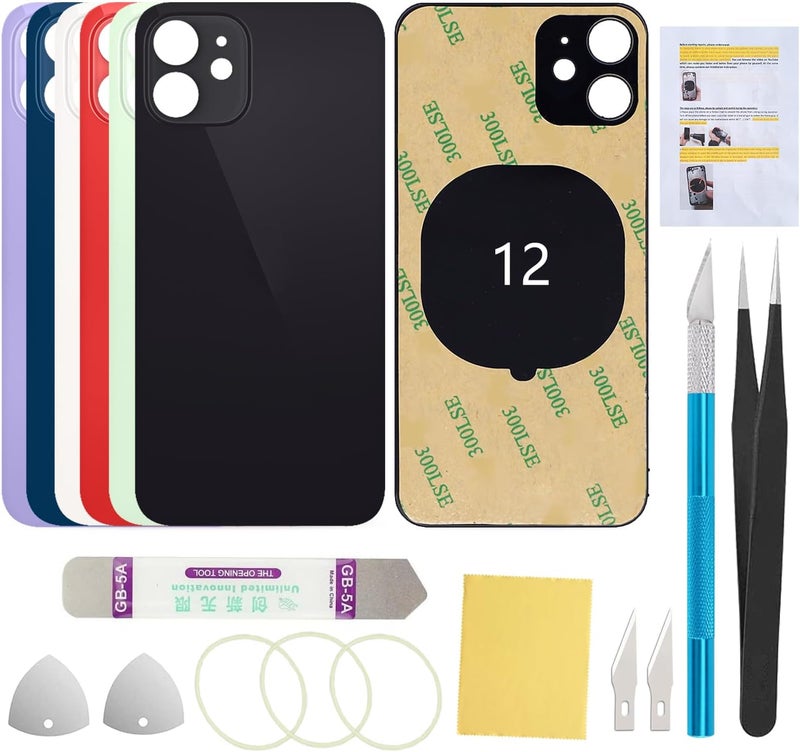 UooFide Rear Back Screen Cover Glass Replacement Compatible with iPhone 12 6.1-Inches All Carriers (Black) - Image 1