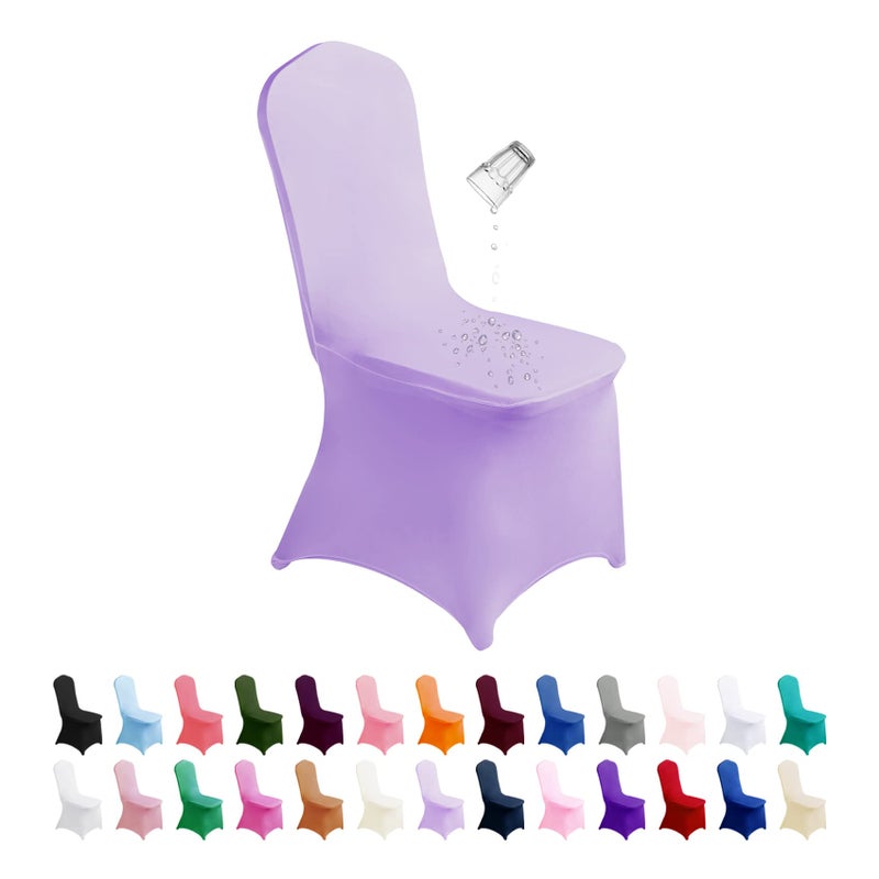 SuperO Waterproof Spandex Chair Cover 12PCS Stretch Dining Chair Covers Polyester Outdoor Chair Covers Protector Stretch Chair Cover for Party Universal Banquet Wedding Event HotelLavender