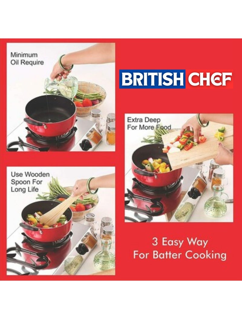 British Chef قدر غير لاصق بغطاء 28 سم  - Image 3