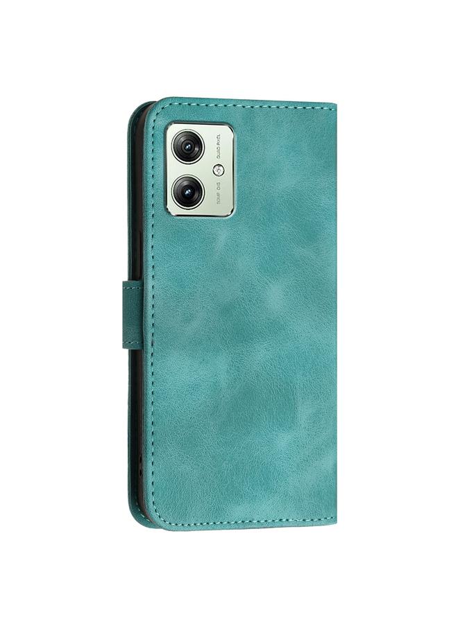S-TOP Case For Motorola Moto G54 5G Global Grid Butterfly Embossed Pattern Leather Phone Case with Lanyard - Image 3