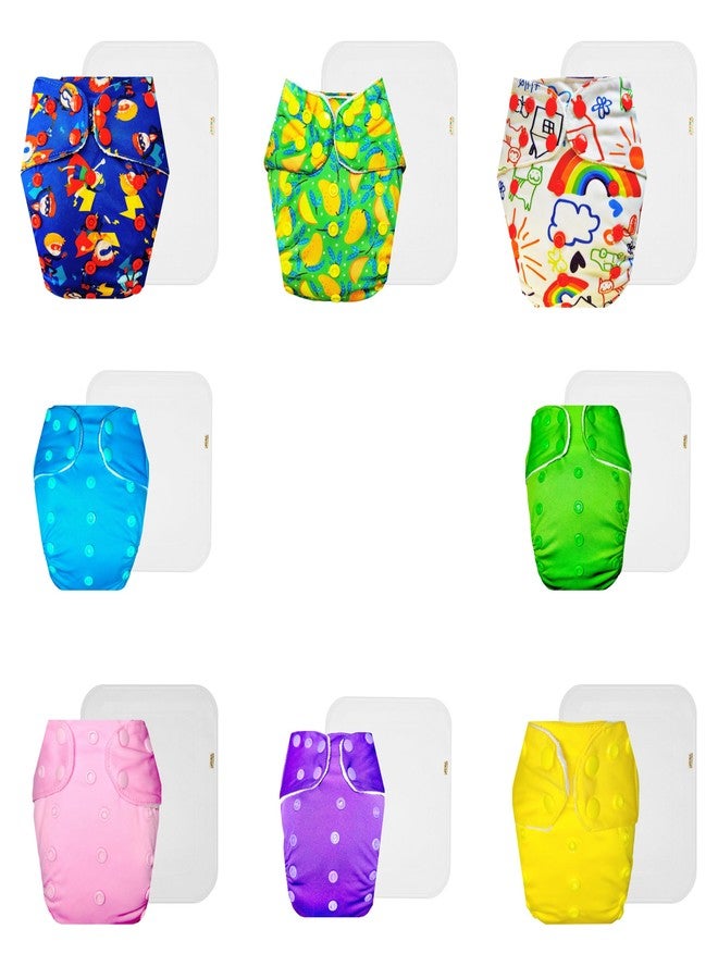 Dumbledo Premium Cloth Diaper with Cotton Insert (Pack of 8) | Dry Feel and Comfortable | Leakproof | Easy to Clean | Ideal for Toddlers | 3 Months - 3 Years | Unisex Baby - Image 1
