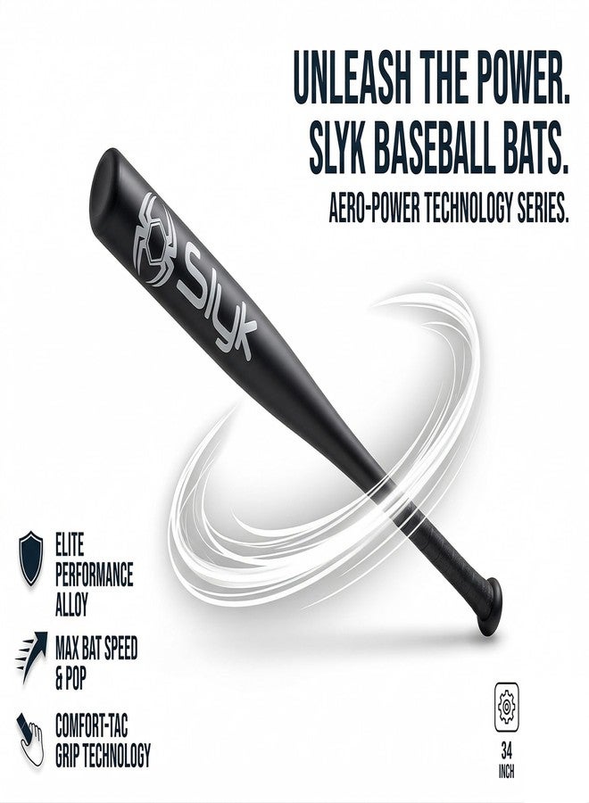 Slyk Professional Aluminium Baseball Bat 34 inch, Aluminium Alloy 2.5" Barrel Baseball Stick for Batting Practice and Home Security (34" - Heavy Weight, Black) - Image 4