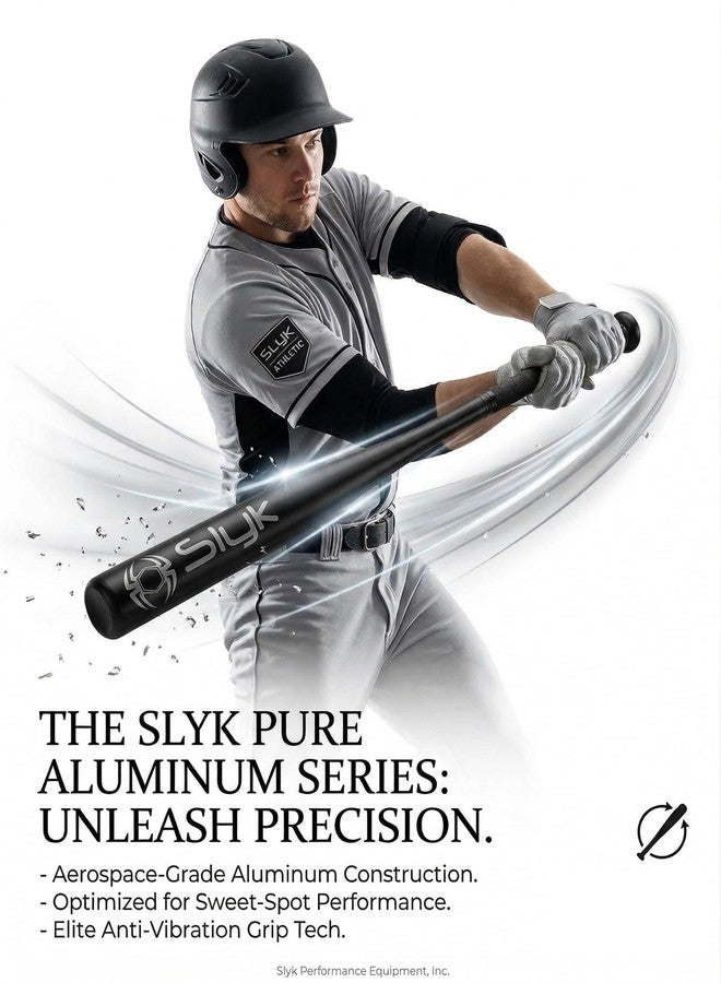 Slyk Professional Aluminium Baseball Bat 34 inch, Aluminium Alloy 2.5" Barrel Baseball Stick for Batting Practice and Home Security (34" - Heavy Weight, Black) - Image 2