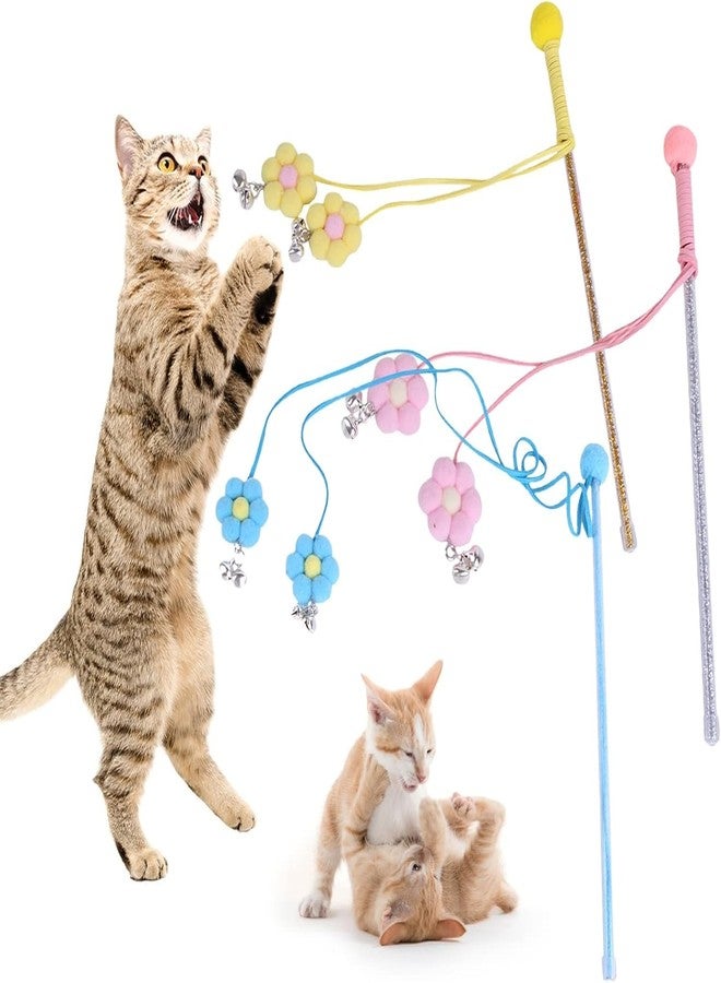 Labriciyon Pink Cat Feather Stick Toy - Cat Teaser Wand with Feather Refills and Bell, Interactive Cat Toy Wand for Indoor Cats and Kittens - Image 5