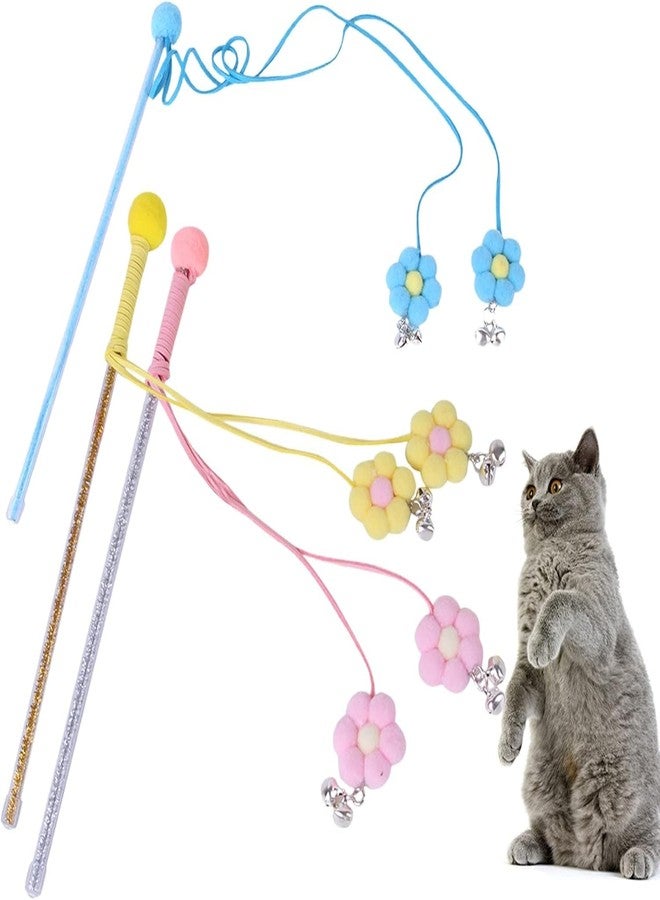 Labriciyon Pink Cat Feather Stick Toy - Cat Teaser Wand with Feather Refills and Bell, Interactive Cat Toy Wand for Indoor Cats and Kittens - Image 3