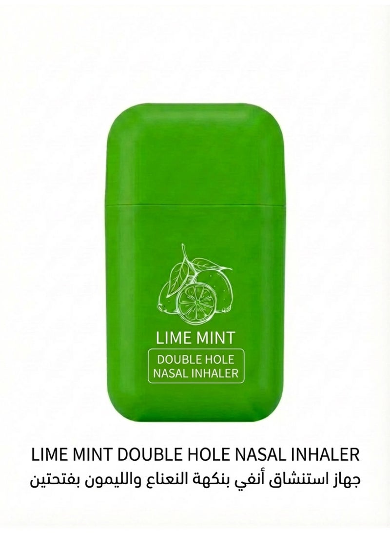 1pc Lime Mint Nasal Inhaler - Dual-Hole, No Additives | Reusable Portable | Relieves Stuffy Nose, Boosts Focus | For Cold, Study, Driving - Saudi Lifestyle - Image 1
