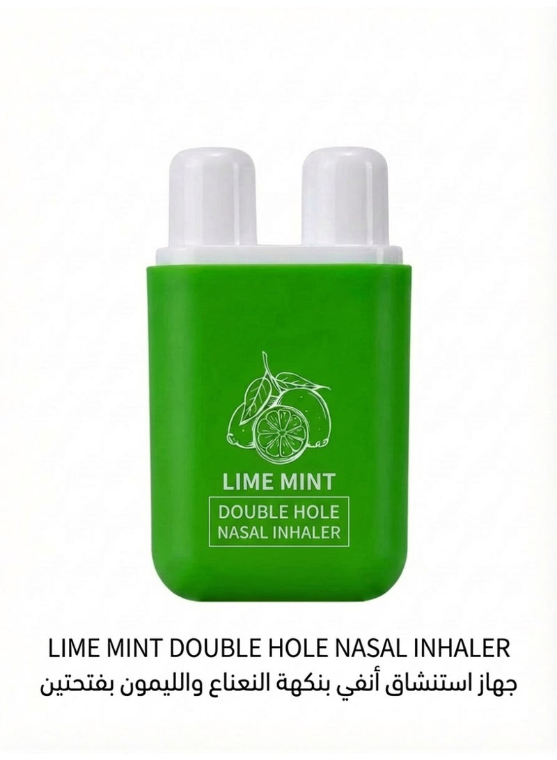 1pc Lime Mint Nasal Inhaler - Dual-Hole, No Additives | Reusable Portable | Relieves Stuffy Nose, Boosts Focus | For Cold, Study, Driving - Saudi Lifestyle - Image 2