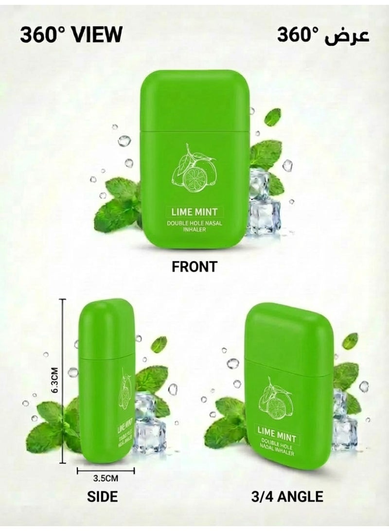 1pc Lime Mint Nasal Inhaler - Dual-Hole, No Additives | Reusable Portable | Relieves Stuffy Nose, Boosts Focus | For Cold, Study, Driving - Saudi Lifestyle - Image 5