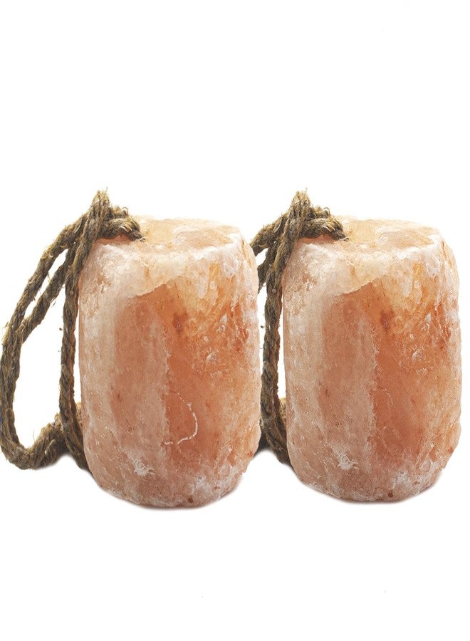 MUYG 2 Pack Himalayan Salt Lick Natural Minerals Block on Rope for Horses,Cattles,Deer,Goat and Other Livestock Long Lasting Original Pink Salt Lick (4.8-6.6 lbs) - Image 1