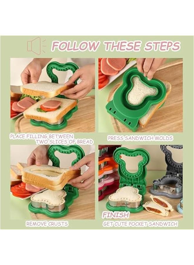 Sandwich Cutter for Kids, Stainless Steel Sandwich Cookie Cutter, Cute Bear Shaped Cookie Cutter and Sealer, Great for Kids Breakfast Lunch, Cookie Cutter Mold for Kids Food Decoration (Pink) - Image 4