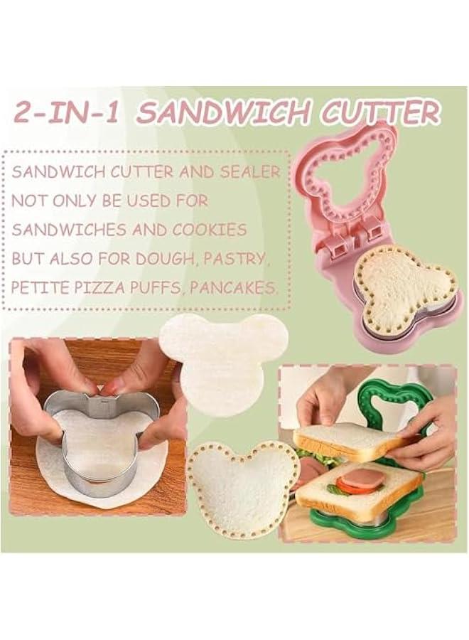 Sandwich Cutter for Kids, Stainless Steel Sandwich Cookie Cutter, Cute Bear Shaped Cookie Cutter and Sealer, Great for Kids Breakfast Lunch, Cookie Cutter Mold for Kids Food Decoration (Pink) - Image 3
