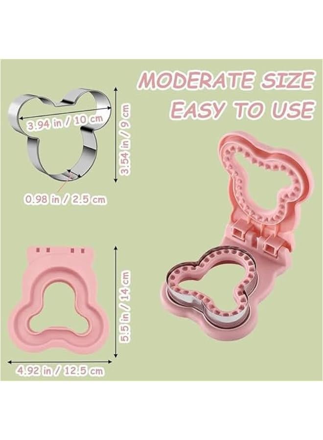 Sandwich Cutter for Kids, Stainless Steel Sandwich Cookie Cutter, Cute Bear Shaped Cookie Cutter and Sealer, Great for Kids Breakfast Lunch, Cookie Cutter Mold for Kids Food Decoration (Pink) - Image 2