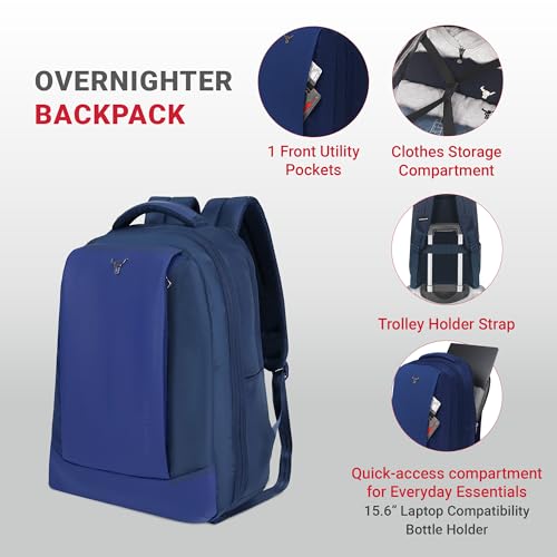 URBAN TRIBE Quest Overnighter Laptop Backpack 21L | Lightweight 650g | Fits 15.6 Inch Laptop | Water-Resistant Office, College & Travel Bag with Organizer Pockets & Padded Laptop Compartment (Navy) - Image 4
