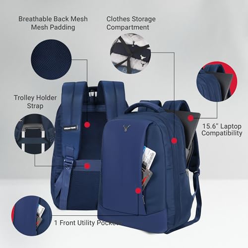 URBAN TRIBE Quest Overnighter Laptop Backpack 21L | Lightweight 650g | Fits 15.6 Inch Laptop | Water-Resistant Office, College & Travel Bag with Organizer Pockets & Padded Laptop Compartment (Navy) - Image 5