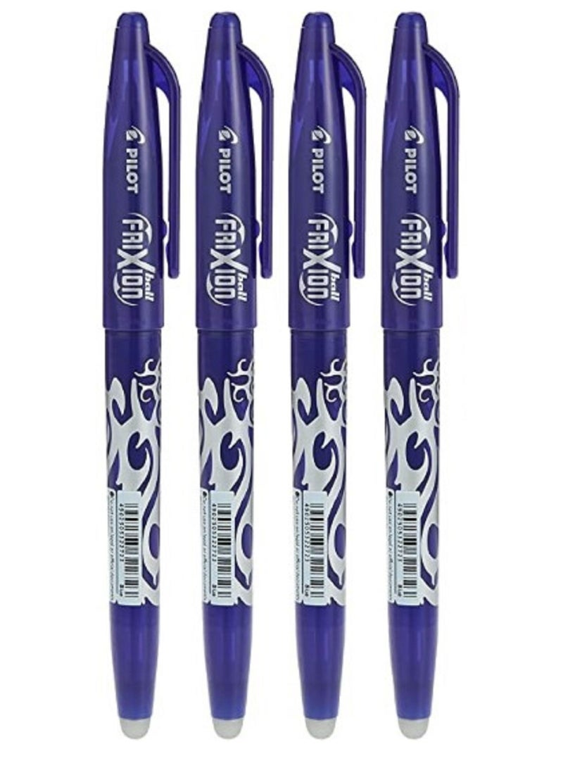 Pilot 4-Piece Frixion Rollerball 0.7mm Erasable Pen Blue - Image 1