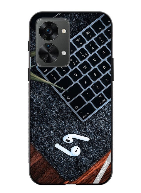Protective Case Cover For OnePlus Nord 2T Earphone With Keyboard Design Multicolour