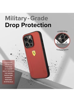 Ferrari IPHONE 15 PRO  - LEATHER RED CASE HOT STAMPED SIDES AND YELLOW SHIELD LOGO - FERRARI  - Image 3