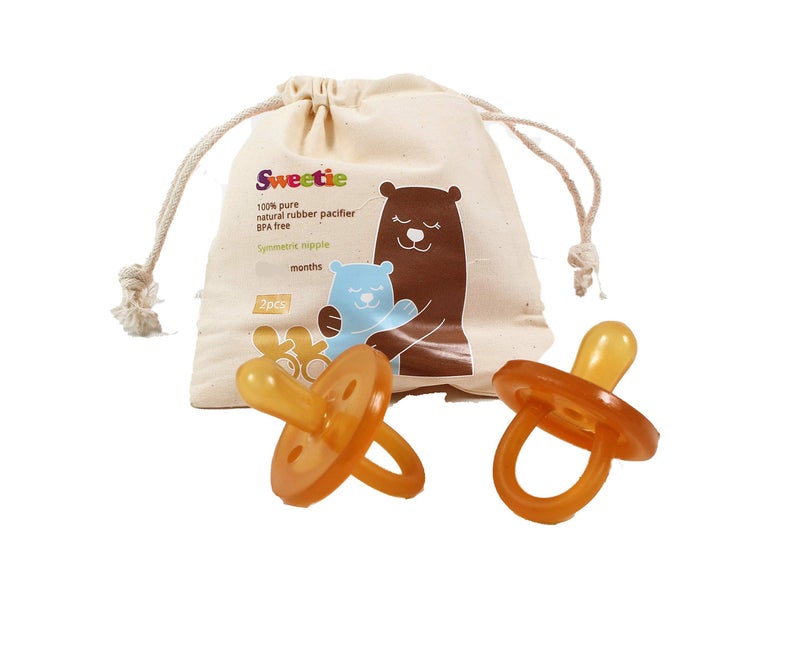 Sweetie Rubber Pacifier Natural Rubber Natural Rubber Pacifier with Symmetrical Nipple 2 Count (0-6 Month/Small) - Image 1