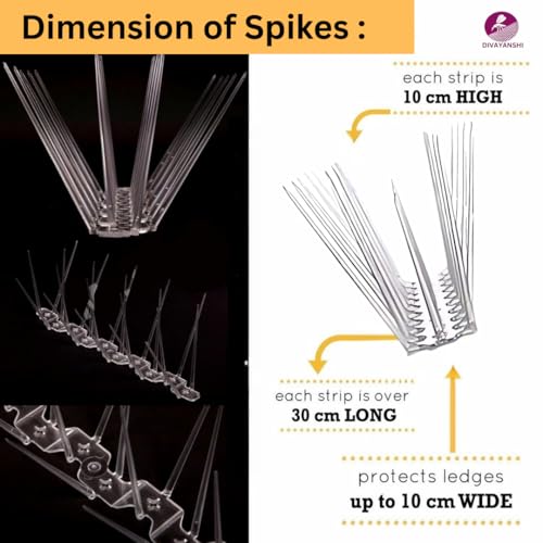 Divayanshi Bird Spikes for Pigeon Control – Durable Polycarbonate & Stainless Steel Deterrent Strips, Prevents Birds from Roosting on Ledges, Roofs & Balconies- Pack of 5 - Image 3
