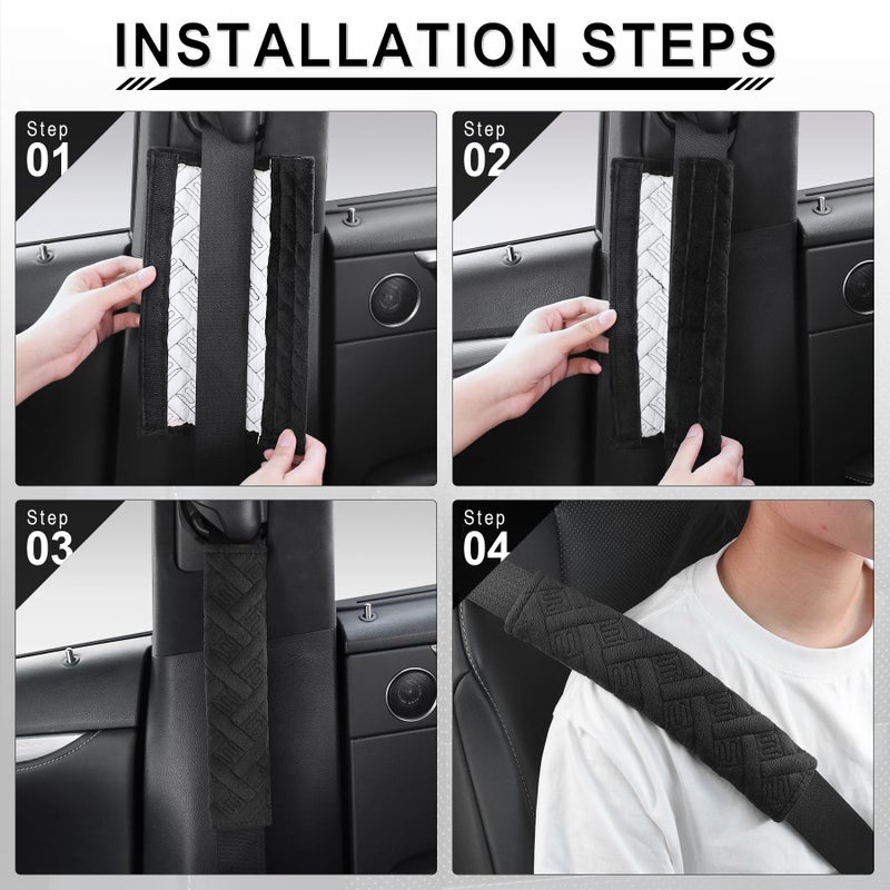 JUSTTOP 2-Pack Universal Car Seat Belt Pads Cover for A More Comfortable Driving, Seat Belt Shoulder Strap Covers Harness Pad for Car Interior Accessories(Black) - Image 5