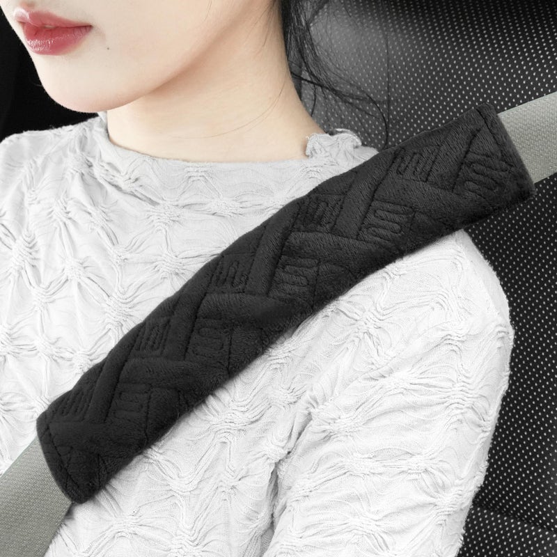 JUSTTOP 2-Pack Universal Car Seat Belt Pads Cover for A More Comfortable Driving, Seat Belt Shoulder Strap Covers Harness Pad for Car Interior Accessories(Black) - Image 1