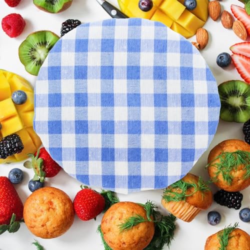 ZUAWAE Sourdough Jar Cover, Reusable Sourdough Cloth Cover, 3pc Handmade Cotton Cloth Covers for Sourdough Starter Jar Sourdough Bread Baking Supplies Fit Jars Mouth from 3-4 Inch (Blue Plaid) - Image 5