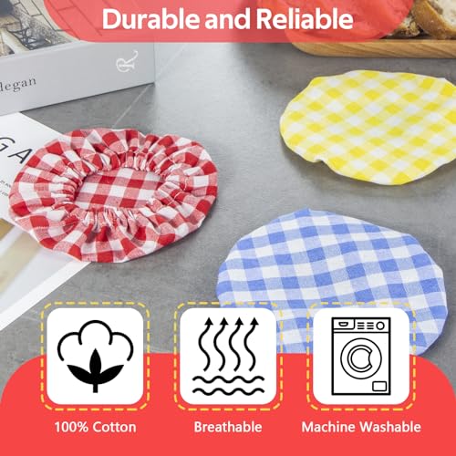 ZUAWAE Sourdough Jar Cover, Reusable Sourdough Cloth Cover, 3pc Handmade Cotton Cloth Covers for Sourdough Starter Jar Sourdough Bread Baking Supplies Fit Jars Mouth from 3-4 Inch (Blue Plaid) - Image 3