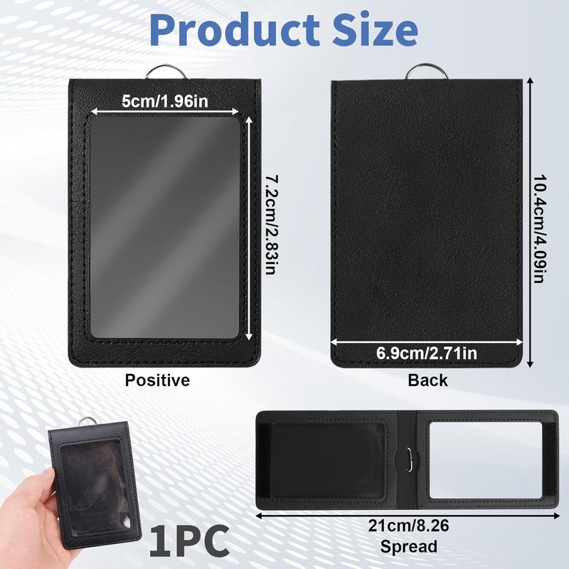 Cost effective fine quality Badge Holder Vertical PU Leather ID Card Holder with Clear Window Minimalist Travel Credit Wallet Case for Work, Bus Pass and Metro, Black Worldwide simple practical design - Image 2