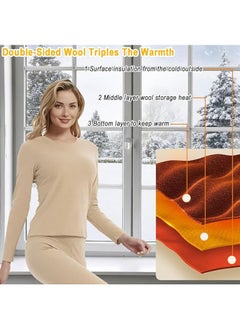 Beauenty Thermal Underwear for Women Fleece Lined Base Layer Pajama Set Cold Weather  - Image 4