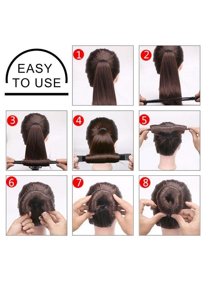 iFlyMars Hair Accessories Set - Foam Sponge Bun Shapers, Magic French Twist Clip, Snap Bun Makers, Elastic Bands, and Hair Pins (Brown) - Image 5