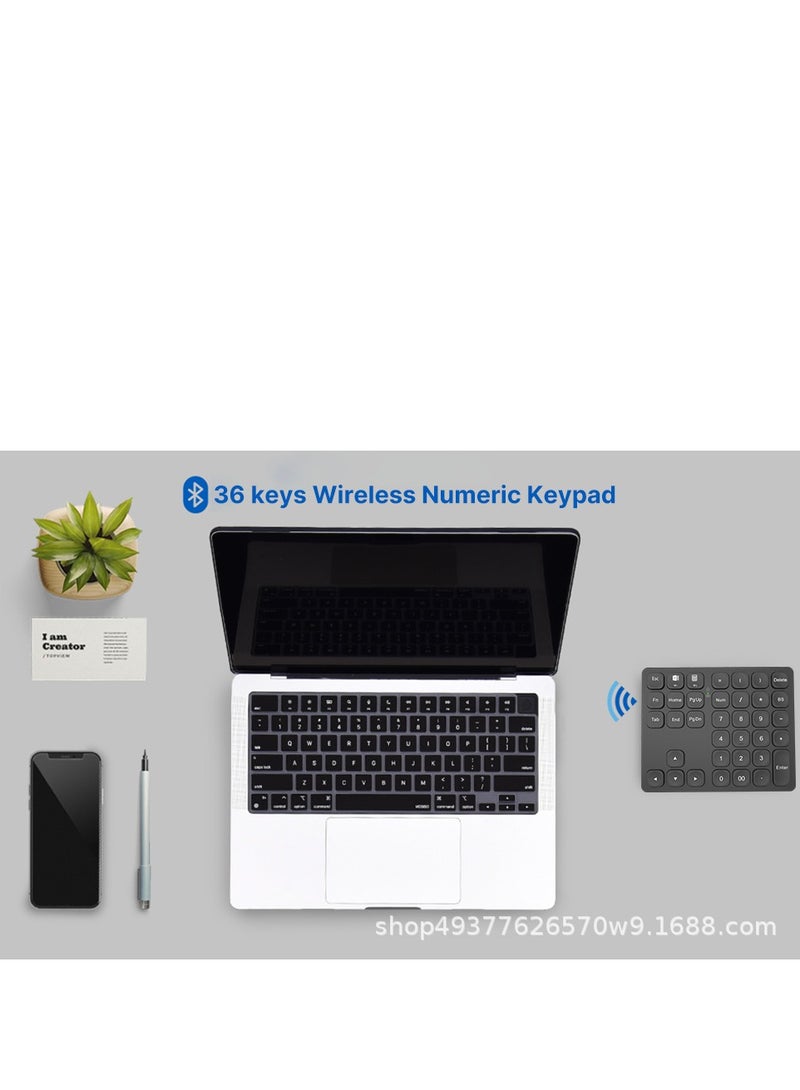 Rechargeable dual Bluetooth numeric keypad Wireless numeric keypad, 36-key Bluetooth numeric keypad, portable accounting numeric calculator, rechargeable wireless numeric keypad for laptops/desktops