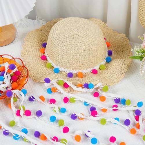SOOKOO 5 Yards Handmade Rainbow Pom Pom Ball Fringe Trim Ribbon Sewing Fabric DIY Craft - Image 5